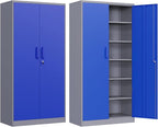 Metal Garage Storage Cabinet, Lockable Metal Cabinet by Anxxsu
