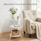 Small Round Side Table with Charging Station, 3-Tier Waist Circular End Table - Image 4