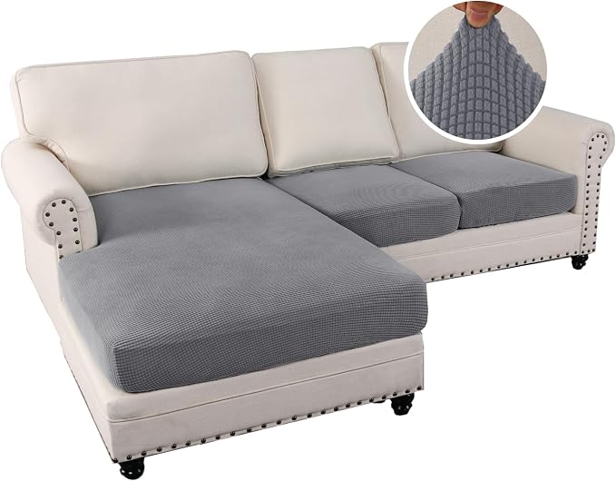 H.VERSAILTEX Sectional Couch Covers 3 Pieces Sofa Seat Cushion Covers L Shape - Image 2