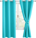 Blackout Curtains for Bedroom, 38 x 63 Inches Length, Turquoise | Thermal by Hiasan