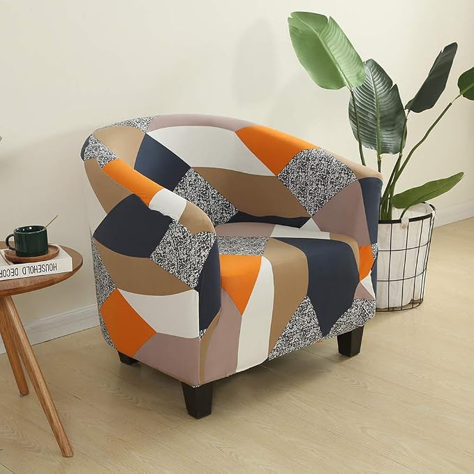 SearchI Club Chair Slipcover Stretch Barrel Chair Covers Printed Tub Chair - Image 8