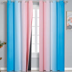 Pink and Blue Ombre Curtains for Bedroom 96 Inch Long | Room Darkening Curtains by ESTELARTEXTILER