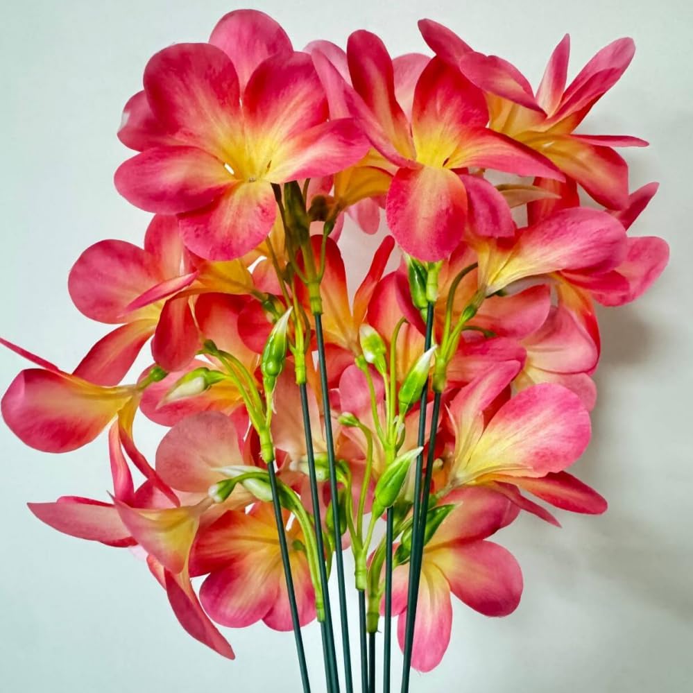10pcs Pink Artificial Flowers Fake Plumeria with Stems,Silk Flower - Image 4