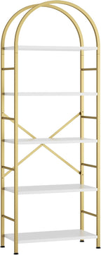 Shintenchi Bookshelf, Arched Bookshelf 5 Tier Bookcase Shelf - Image 9