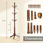 Solid Wood Coat Rack Stand, Vintage Heavy Duty Coat Hanger Stand - Image 3