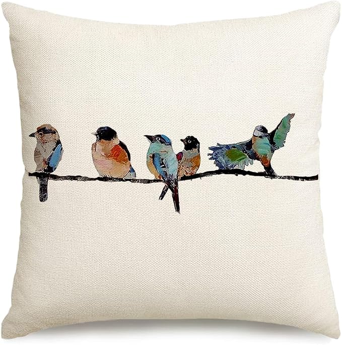 RABUSOFA 18x18 Outdoor Birds Pillow Decorative Throw Pillows, Small Throw by RABUSOFA