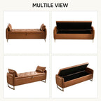 65" End of Bed Storage Bench, Leather Storage Bench - Image 8