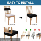 Smiry Waterproof Seat Covers for Dining Room Chairs Set of 8, Stretch Jacquard - Image 5