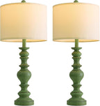 BOBOMOMO 27" Sage Green Table Lamps Set of 2, Large Farmhouse Resin Lamps - Image 7