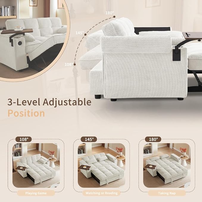 Auvsoce 65'' Convertible Sleeper Sofa Bed - Image 7