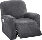 H.VERSAILTEX Velvet Stretch Recliner Couch Covers 4-Pieces Style Recliner Chair by HVERSAILTEX