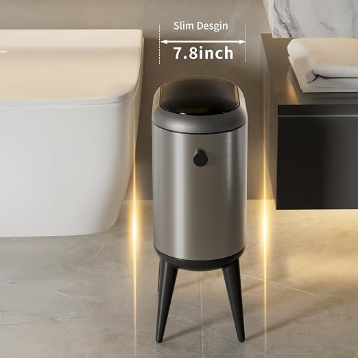 Stainless Steel Slim Bathroom Motion Sensor Trash Can - Image 7