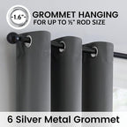 SimpleHome Grey 100% Blackout Curtains Room Darkening Living Room 63 Inch | - Image 6