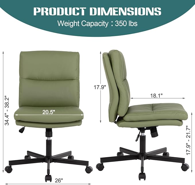 LUCKWIND Armless Office Desk Chair - Image 2