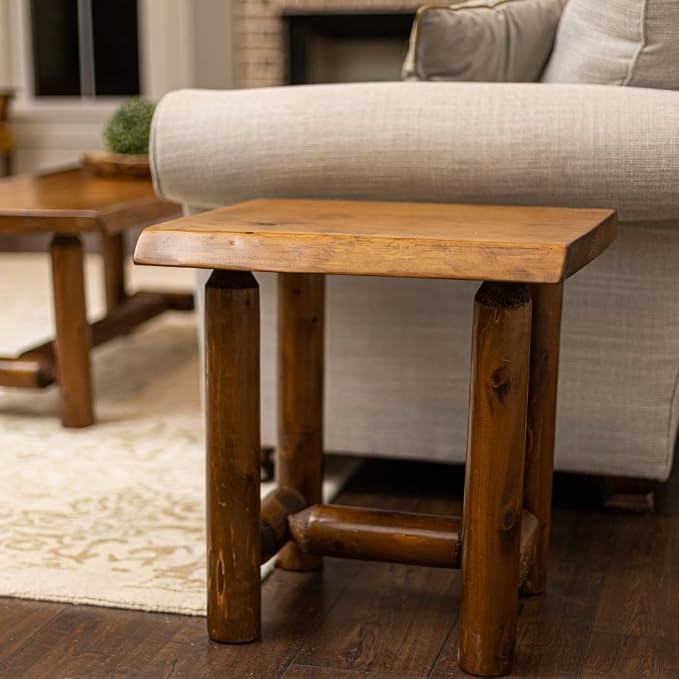 Rustic Log Live Edge End Table – Small Indoor End Table or Night Stand Table - Image 2