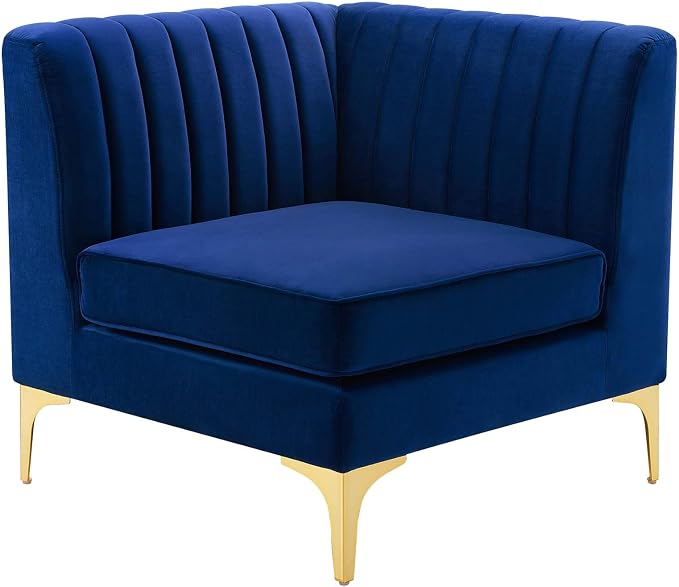 Modway Triumph Channel Tufted Performance Velvet Sectional Sofa Corner Chair - Image 3