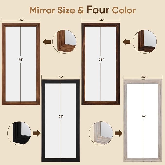 Full Length Mirror, Oversized Stand Up Mirrors Large Wall Mirrors, Wall Mounted - Image 6