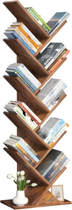 SHEEPAM 10 Tier Tree Book Shelf, Floor Standing Wood Bookshelf - Image 9