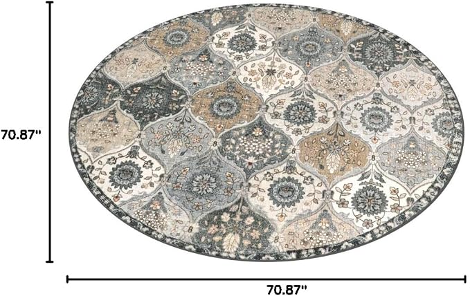 Lahome Moroccan Washable Round Area Rug, Soft Vintage Circle Round Rugs 6ft | - Image 2