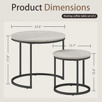Otterease Nesting Tables Set of 2, Round Coffee Table, Small Nesting Coffee - Image 2