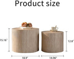 Round Wooden Nesting Coffee Table Set of 2, Circle Modern Accent End Side Table - Image 2