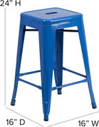 Flash Furniture Kai Commercial Grade 24" High Backless Blue Metal - Image 3