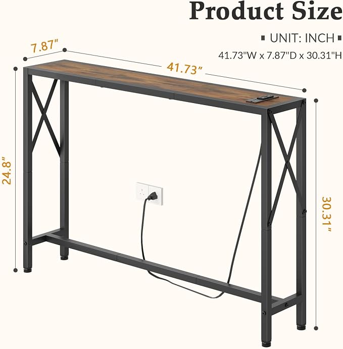 Gewudraw 41.8" Console Table, Narrow Behind The Couch Table - Image 3