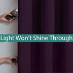 Yakamok Dark Purple 100% Blackout Curtains 96 Inches Long 52" Wide 2 Panels | - Image 3