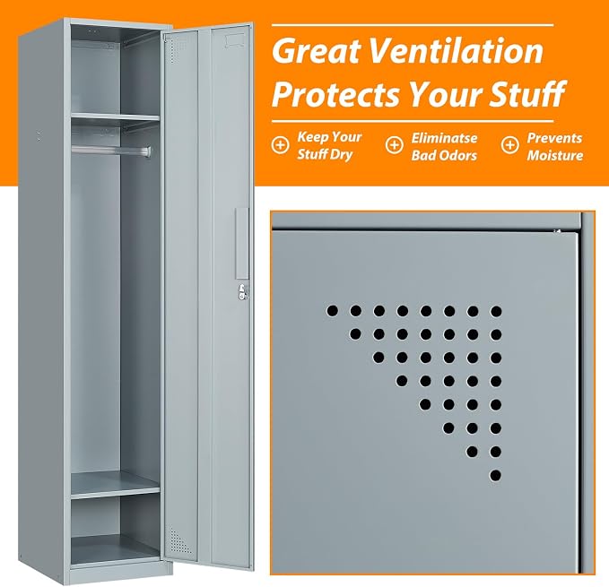 Metal Locker for Home, Dressing Room, Lockable Locker Cabinet - Image 4