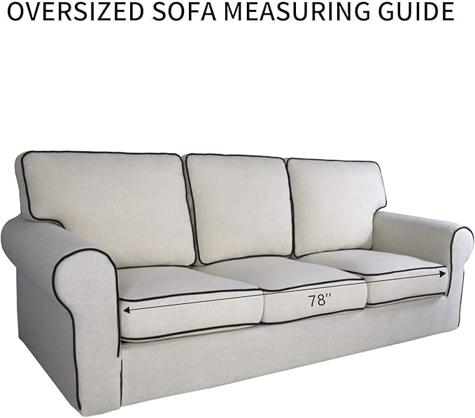 PureFit Stretch Oversized Couch Covers Fleece Sofa Slipcovers Taupe | 1-Piece - Image 6