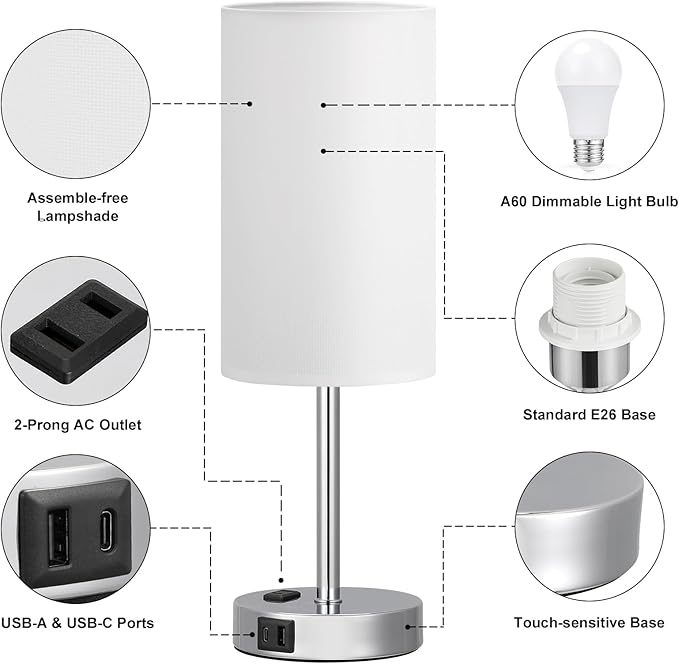 Fenmzee Touch Bedside Lamp - Image 6