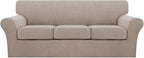 Turquoize 4 Piece Sofa Covers for 3 Cushion Couch Sofa Slipcover Soft Couch by Turquoize