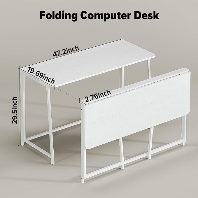 WOHOMO Folding Desk, 47.2" Foldable Computer Desk - Image 2