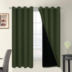 Yakamok Greyish Green 100% Blackout Curtains 63 Inches Long 52" Wide, 2 Thick by Yakamok