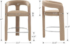 HNY 26 Inch Modern Tall Barrel Bar Stool, Velvet Upholstered Barstools - Image 2