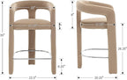 HNY 26 Inch Modern Tall Barrel Bar Stools Set of 2, Velvet Upholstered Barstools - Image 2