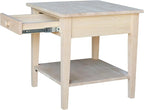 Solid Wood Spencer End Table, Unfinished - Image 6