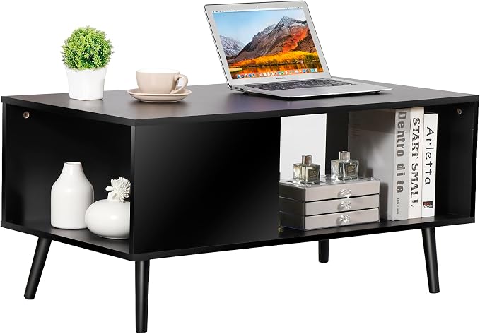 ZenStyle Mid Century Modern Coffee Table, Wooden Retro Coffee Table - Image 8