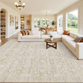 10x14 Area Rugs Living Room: Bedroom Washable Carpet Natural Beige | Large by Luxturiy