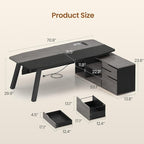 SEDETA 71" Executive Desk with File Cabinet, Large Office Desk with Drawers and - Image 2