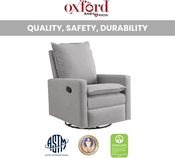 Oxford Baby Uptown Upholstered Swivel Glider and Recliner Nursery Chair - Image 4