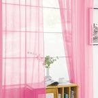 SpaceDresser Basic Rod Pocket Sheer Voile Window Curtain Panels Pink 1 Pair 2 - Image 6