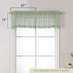 Sage Green Valances for Windows, Sheer Curtains 14 Inch Length 2 Pack Kitchen - Image 2