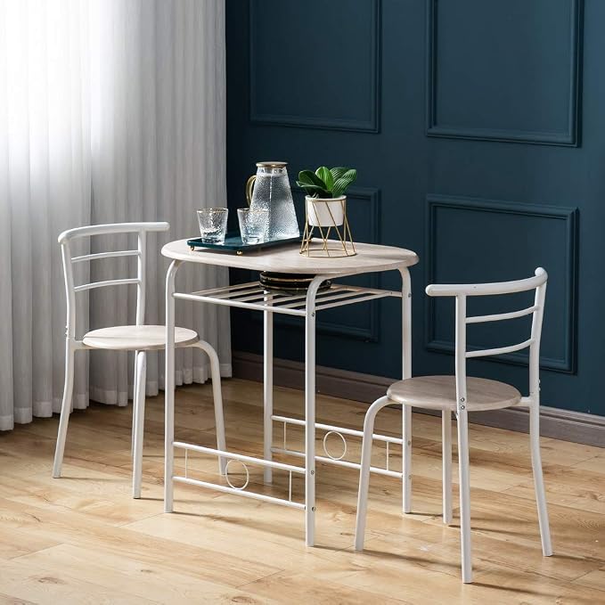 VINGLI 3 Piece Dining Set, Small Kitchen Table Set - Image 2