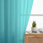 Turquoise Sheer Curtains for Bedroom Living Room 96 Inches Long 2 Panels - Image 3