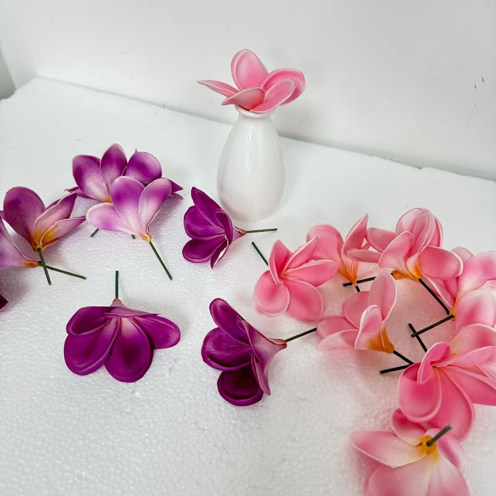 10 pcs Pink Hawaiian Plumeria Flowers Artificial -1.5inch Stems - Image 5