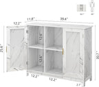 TaoHFE Marble Top Narrow Sideboard Cabinet, Modern White Marble Side Buffet - Image 3