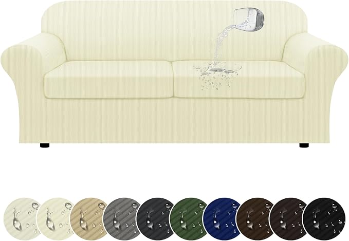 100% WaterproofCouch Cover 3-Piece Set Striped Sofa Slipcovers by Pfrstuv