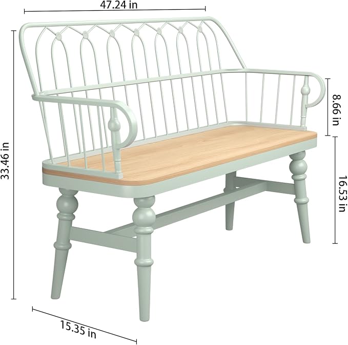 DIBRATY Entryway Bench, Spindle Back Wooden Dinning Bench, Farmhouse Foyer Bench - Image 2