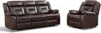 EBELLO Manual Recliner Sofa Set, Faux Leather Reclining Living Room Furniture - Image 7